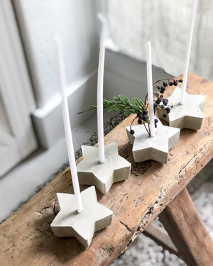 Handcrafted Concrete Star Shape Candle Holder Set